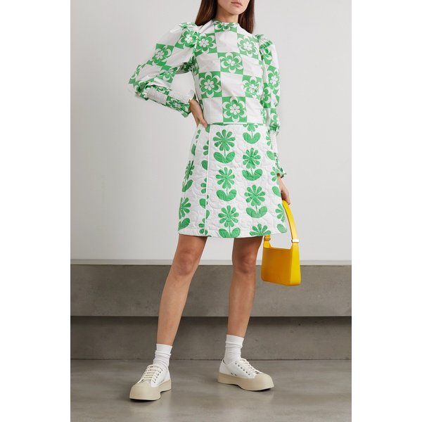 신디소 쿠말로 자자 퀼티드 플로럴 코튼 미니 스커트 1647597284420209