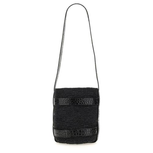 마네비 숄더백 L9 8CT RAFFIA LEATHERBLACK BLACK