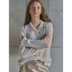 DEEP BUTTON COLLAR KNIT / IVORY (10/26 예약배송)