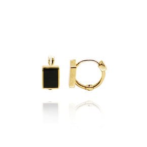 Rectangle Onyx ring Silver Earring Ie282 [Gold]