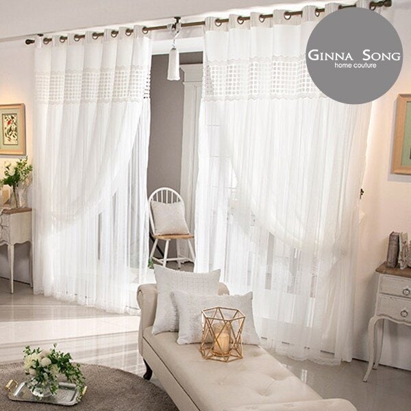 클로이 웨딩레이스 이중암막커튼 풀세트 중형