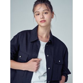 OUT POCKET LINEN JACKET (BLACK)