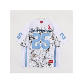 슈프림 25FW 패치로고 브레스트 캔서 어웨어니스 풋볼 저지 반팔 남성 티셔츠 FW25KN26 WHITE