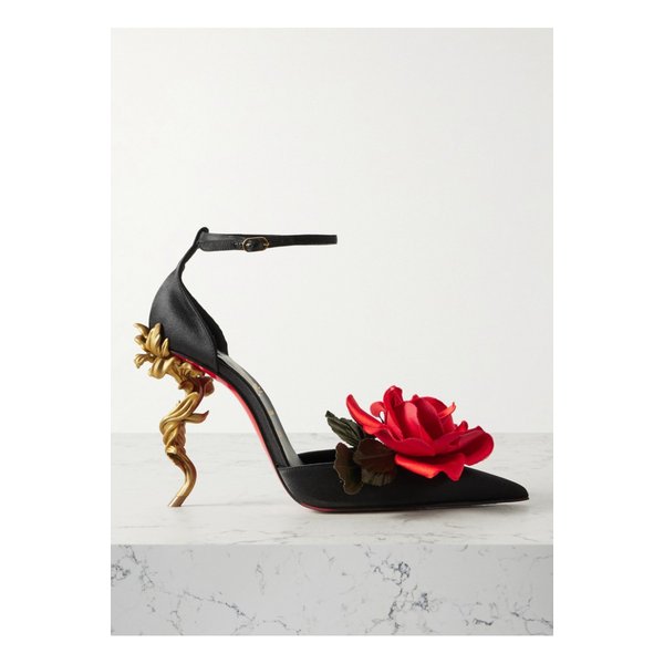 벨라로즈 아플리케 새틴 크레이프 펌프스 100mm 블랙 1647597349317531