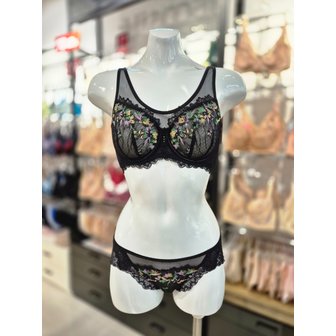 비너스 [시흥점] S 비너스) 오르화 풀커버리지 홑겹 브라,망레이스팬티 세트 OBR7860+OPT7860S-BK