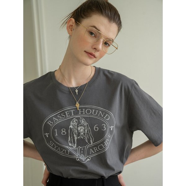 SITP5064 Basset Hound T-shirt_Charcoal