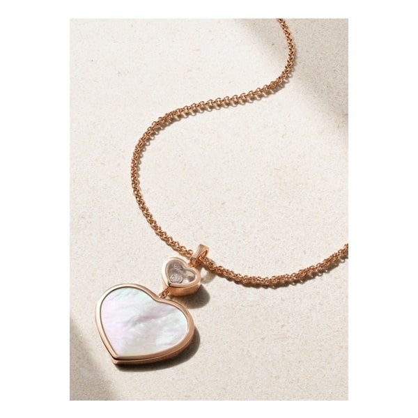 해피 하트 18k 로즈 골드 자개 다이아몬드 네크리스 1647597315757335