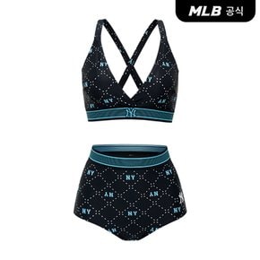 [코리아공식] 다이아 모노그램 전판패턴 비키니 세트 NY (Black)