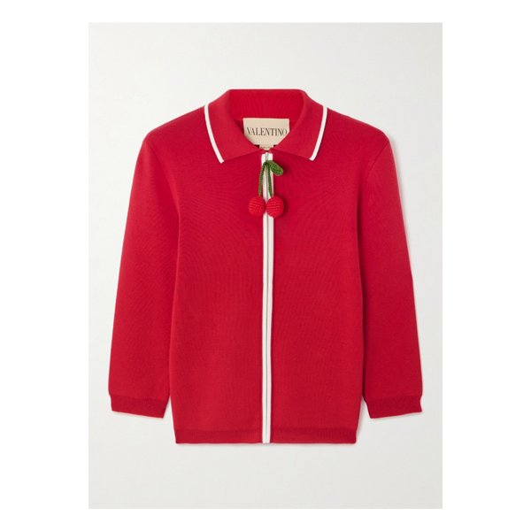 크롭 코튼 가디건 레드 46376663162855314