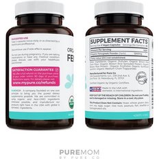 Pure Co 유기농 호로파 비건 캡슐, 허브 수유 지원, Pure Mom, 60ct, 퓨어코 건강식품