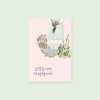 아트박스 /캘리엠 캘리그라피 감사엽서 ( K1803_고맙습니다사랑합니다)