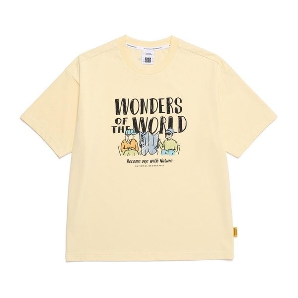 [여주점] N252UTS080 리젠아스킨 유니 트래블1 그래픽 세미오버핏 반팔 티셔츠 BUTTER