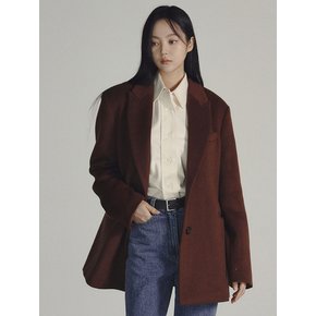 OVERFIT JACKET WOOL COAT BROWN