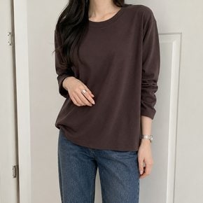 그로우 여성 모달 면 무지 라운드 긴팔 티셔츠 가을 레이어드 기본 이너티
