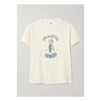 리던 클래식 프린트 코튼 저지 티셔츠 화이트 46376663162946608