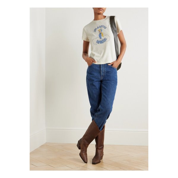 클래식 프린트 코튼 저지 티셔츠 화이트 46376663162946608