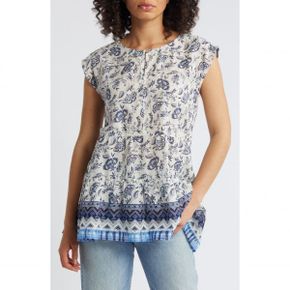 4624338 Beachlunchlounge Jessa Border Print Cotton Top