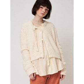 FLUFFY KNIT CARDIGAN, CREAM