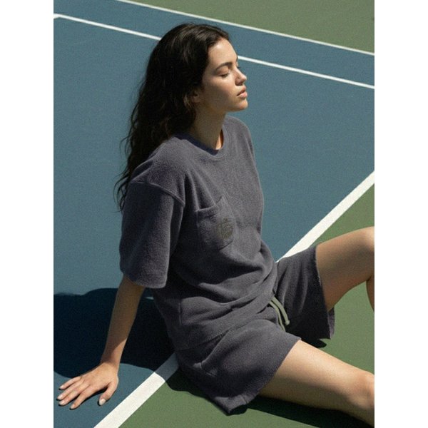 리버서블 스웻 & 플리스 반팔 반바지 셋업 다크그레이