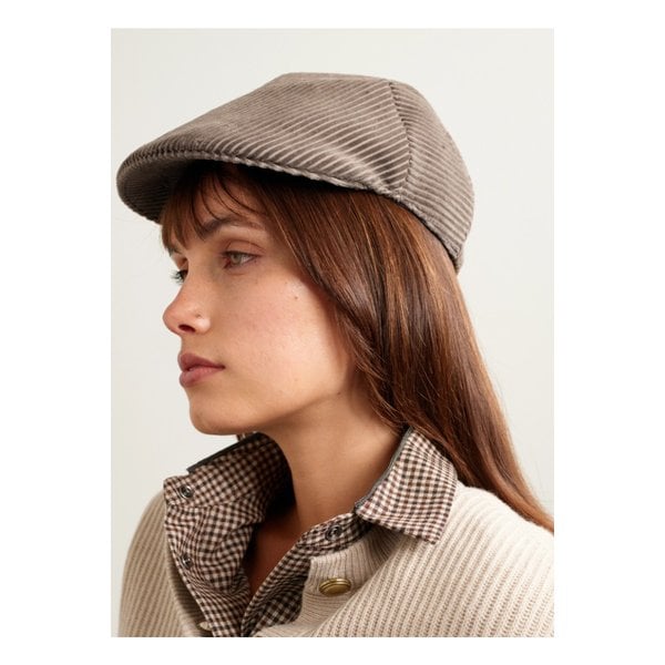 브루넬로쿠치넬리 비즈 장식 코튼 코듀로이 플랫 캡 브라운 46376663162900472