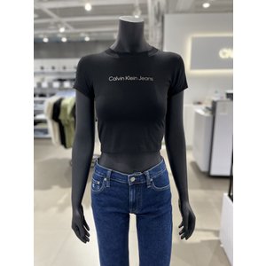 Calvin Klein Jeans [시흥점] 여성 인스티튜셔널 로고 베이비 크롭 반팔 티셔츠 (J221172-BEH)