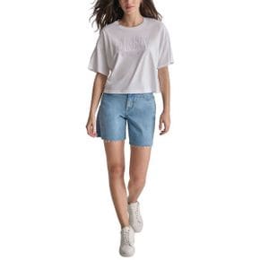 우먼 DKNY 디케이앤와이 진 Cropped-Fit 숏슬리브 반팔 로고 티셔츠 - 화이트 9027065