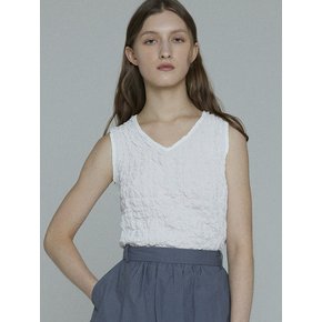 [리퍼브] LIZ WRINKLE SHIRRING SLEEVELESS BLOUSE BEIGE WHITE BLACK