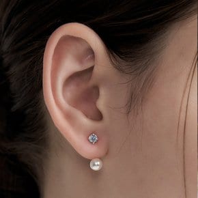 [sv925]cubic & pearl jacket earring