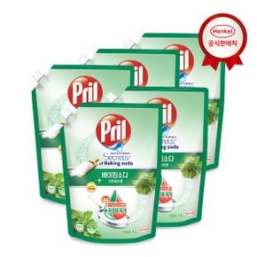 베이킹소다 그린허브향 1L x5개 친환경 고농축 1종 주방세제 (프릴레몬 300ml 2개증정)