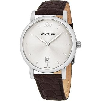  일본 몽블랑 시계 Montblanc 스타 클래식 일자 스텐 브라운 가죽 남성 108770 1634521