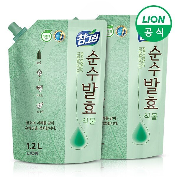 참그린 순수발효 식물 주방세제 1.2L 리필 x 2개