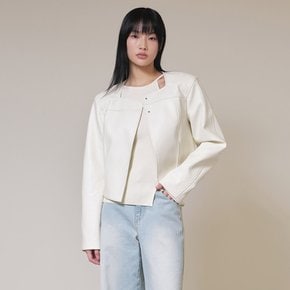 Non-collar Crop Jacket in Cream VL4SJ011-9A