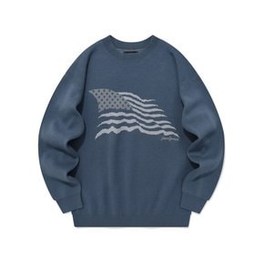 SP JAQUARD AMERICAN KNIT SWEATER-BLUE