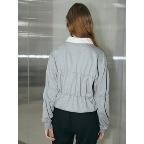 Shirring Collar Sweatshirt Gray