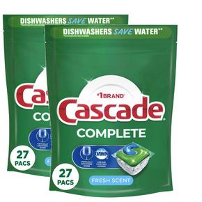 [해외직구] Cascade 캐스케이드 컴플리트 식기세척기세제 프레쉬향 27입 2팩