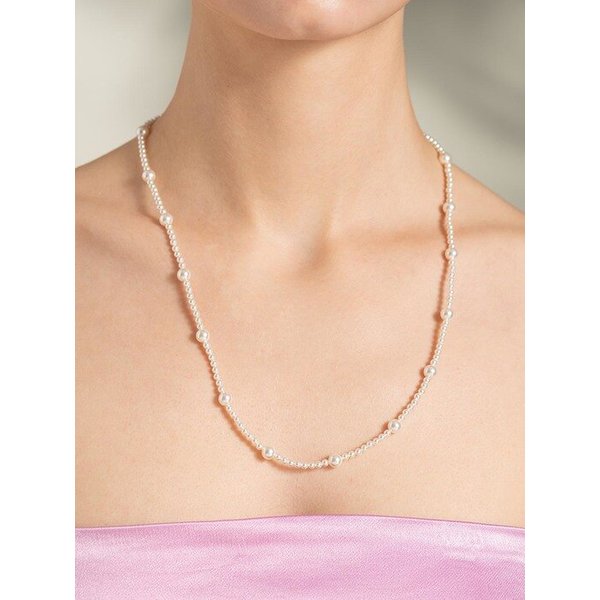 Magnet Pearl Long Necklace_3mm&6mm MIX(54.5cm)