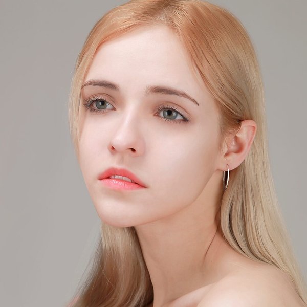 92.5 법정 순은 데일리 심플 패션 파이프 링 은 귀걸이 25mm