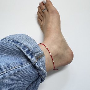 925 실버 실크 더블 볼 끈 조절 은 발찌