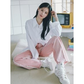 컷팅 배색 와이드 데님 팬츠_PINK