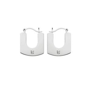 [Silver 925] square-flat french lock earrings-SILVER