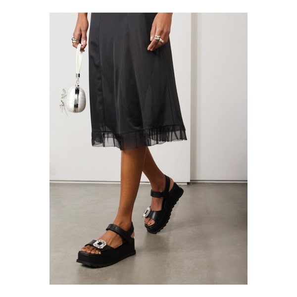 크리스탈 장식 가죽 플랫폼 샌들 1647597360337196