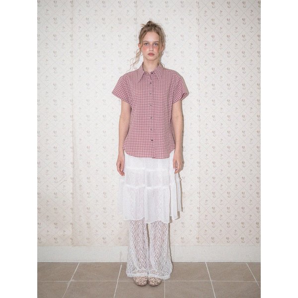Chiffon shirring skirt-White