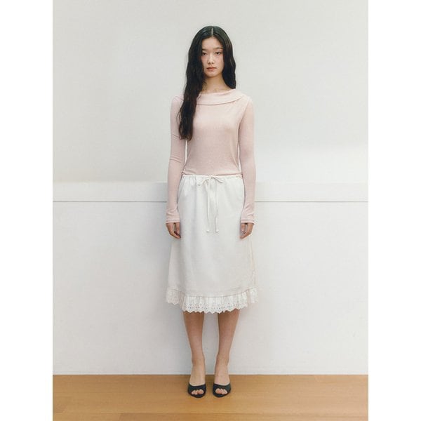 Punching Trim Pencil Skirt_cream