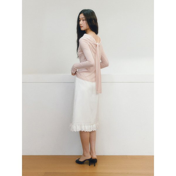 Punching Trim Pencil Skirt_cream