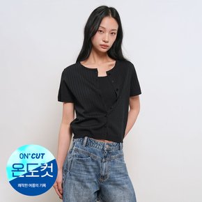 WOMAN 온도컷 크루넥 하프 가디건 [BLACK] / GF2LKC539