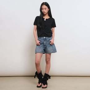 WOMAN 온도컷 크루넥 하프 가디건 [BLACK] / GF2LKC539