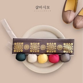 한복 소품 전통 문양 금박 밤색 돌띠