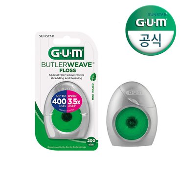 SUNSTAR GUM GUM 검 치과 위브 민트왁스 대용량 스마트 치실(183m) 1840BZ