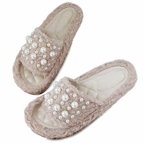 kami et muse Pearl beads fur slippers_KM20w176