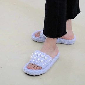 kami et muse Pearl beads fur slippers_KM20w176